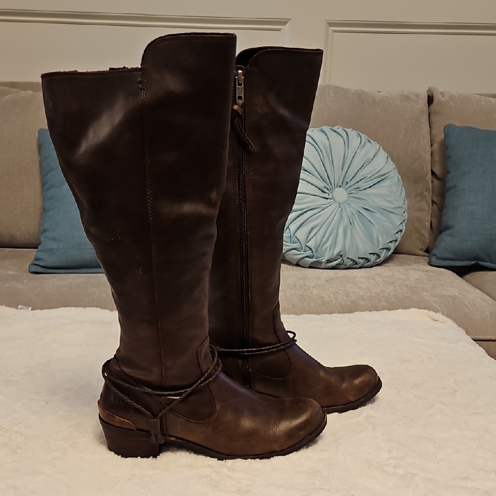 UGG Ciera Tall Riding Boot Leather Dark Brown